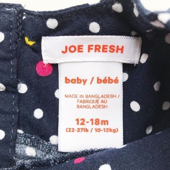 Joe Fresh navy polka dot blouse EUC 12-18 months - Picture 3 of 4